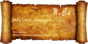 Müncz Csenge névjegykártya